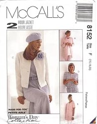 8152 Mccalls 2 Hour Short - Long Sleeve Jacket Lengths Pattern 12-16 or 20-24 Uncut choice